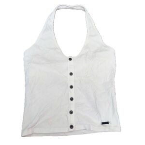 hollister white button up halter tank